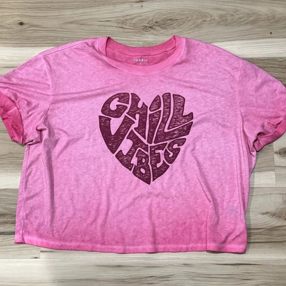 Torrid Chill Relaxed Fit Crew Neck Crop Tee Pink Women’s XL
